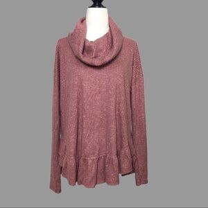 💛 XS 💛 NWT Anthro Sweater Ribbed Soft Cowl Neck Ruffled​